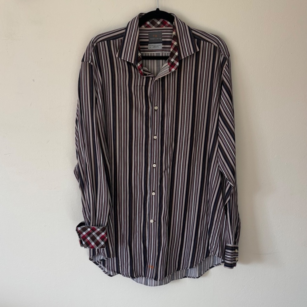 Thomas Dean Striped Dress Shirt